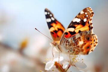 Obraz premium Colorful butterfly on white flower
