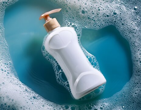 liquid soap bottle in soapy water exploring the presence of sodium lauryl sulfate in detergents and household products