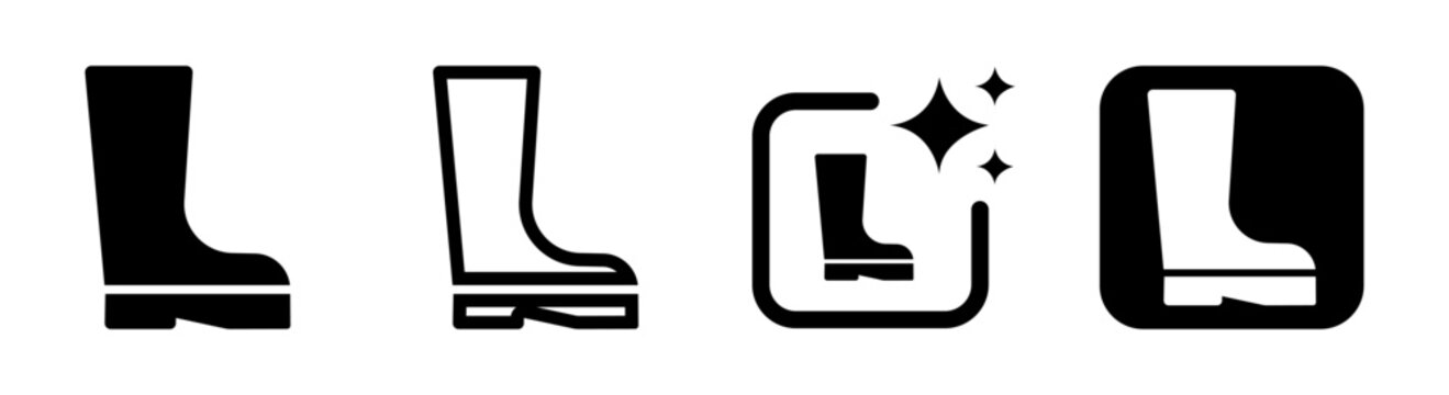 Long boot icon for fashion and construction in black with transparent background vector illustration
