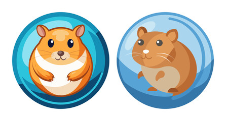 Obraz premium Cute hamsters playing inside transparent balls