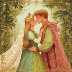 Prince and Princess First Kiss Fairy Tale