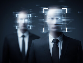 Two Men in Suits with Face Sector Identification Illustration