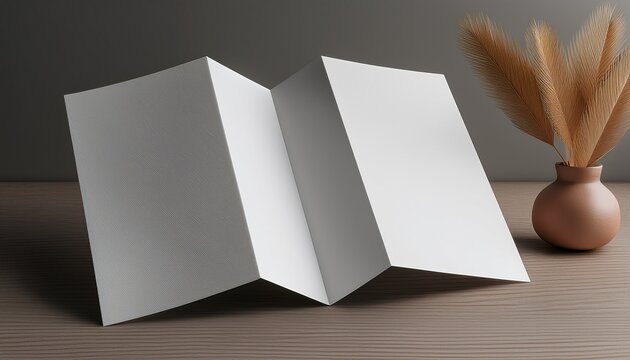 minimalist blank z fold booklet for mock up design showcase in 3d render