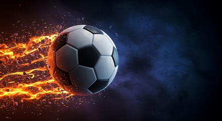 Naklejka premium Soccer Ball with Fire Effect