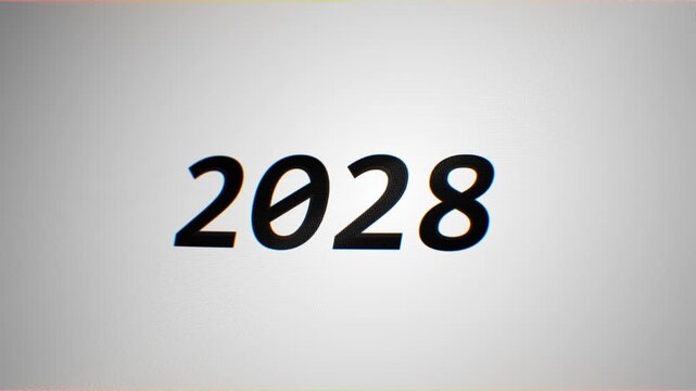 2028 Futuristic Computer Screen Typing Animation With Blinking Cursor and Distortion