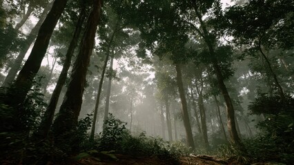 Obraz premium Misty Forest Canopy View