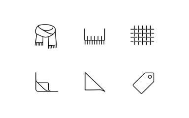 Set of simple line icons representing textile and retail elements