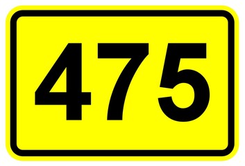 Illustration eines Schildes der Bundesstraße B 475 in Deutschland  © Pixel62