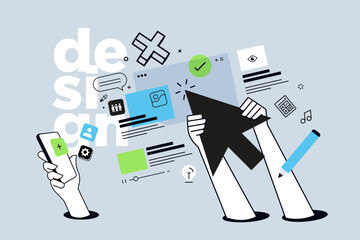 Fototapeta na wymiar Creative banner of web design. Vector illustrations for web banner, social media banner, business presentation, marketing material. 