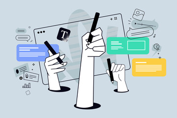 Fototapeta na wymiar Creative banner of website design. Vector illustrations for web banner, social media banner, business presentation, marketing material. 