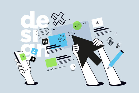 Creative banner of web design. Vector illustrations for web banner, social media banner, business presentation, marketing material. 