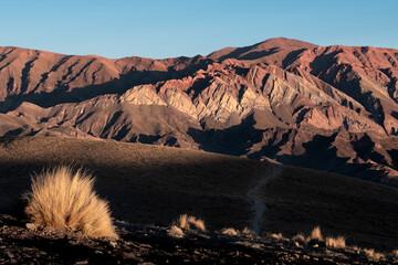 sunset with its stunning colors in Hornacal, Jujuy, Argentina