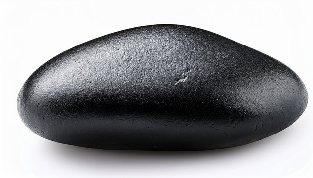 black basalt stone isolated on white