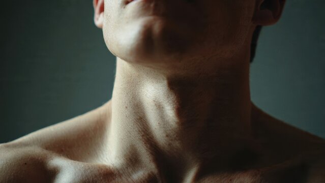 Close-up of a man's neck and chest