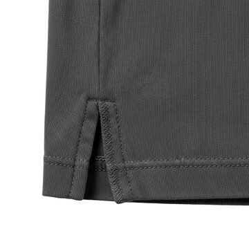 Gray polo shirt hem detail