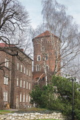 Sandomierz Tower of the Wawel Palace in Krakow, Poland. Spring in Wawel