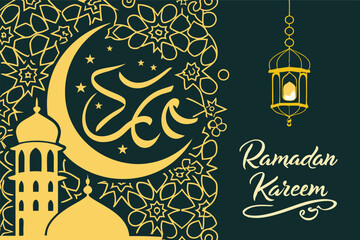 Traditional Ramadan Poster Design Featuring Golden