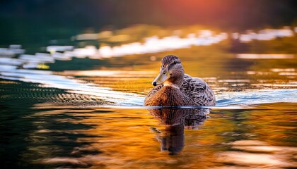 Pato Nadando En Lago