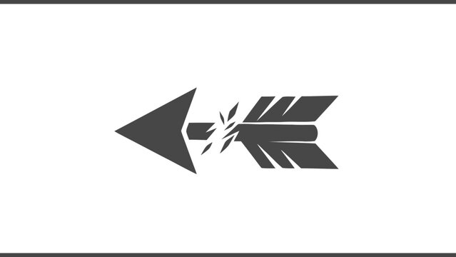 Vector illustration of a broken arrow pointing left, symbolizing setback, failure, or a halt in progress