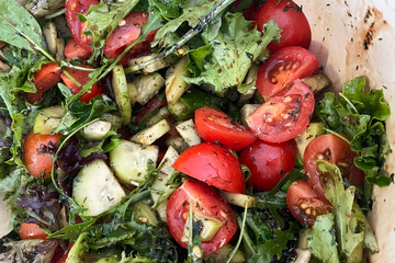 Fresh Mixed Salad with Tomatoes and Cucumbers