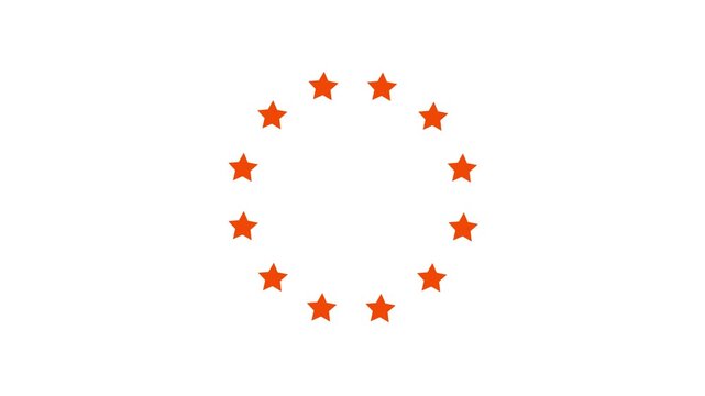 Rating stars icon animation with particular. Golden Alpha Channel Symbol animation with transparent background. arrangement of pastel stars forming a circular pattern with white background. 4k video