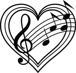 Heartfelt melody a musical love symbol with treble clef and notes