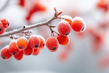 Red berries covered in snow