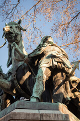 Statue of Charlemagne on the forecourt of Notre-Dame Cathedral in Paris 2 © JayC75