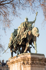 Statue of Charlemagne on the forecourt of Notre-Dame Cathedral in Paris 1 © JayC75