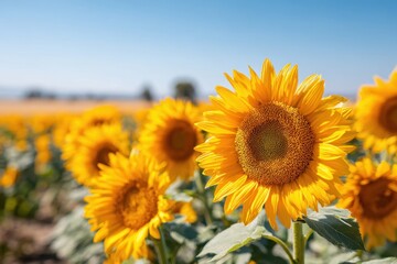 Obraz premium Vibrant sunflowers in a sunny field