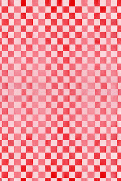 Fond &agrave; motifs carreaux altern&eacute;s carr&eacute;s peint &agrave; l'aquarelle en rouge et rose