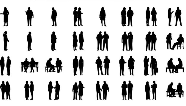 cPeople silhouettes in elevation side view | Architecture people | silhouettes of people | 2D people | Section Elevation View | Architectural drawing people | characters See Less