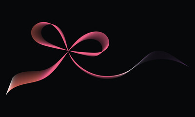Abstract Gradient Ribbon Bow Line Wave on Dark Background