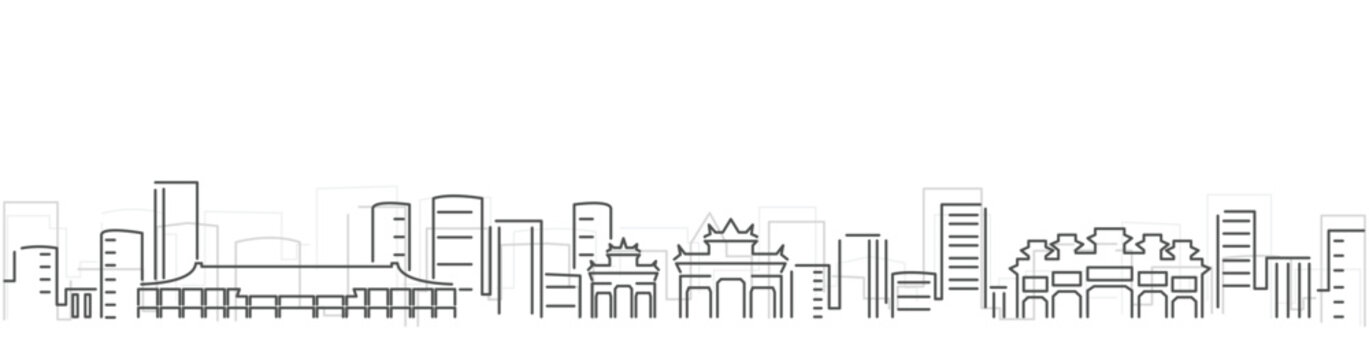 Zhuhai Simple Dark Lines Skyline on White Background