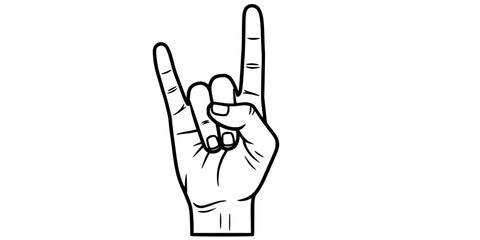 Hand signing I Love You in American Sign Language ASL vector illustration black and white