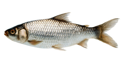 Fototapeta premium Silver fish with dark back isolated on a transparent background