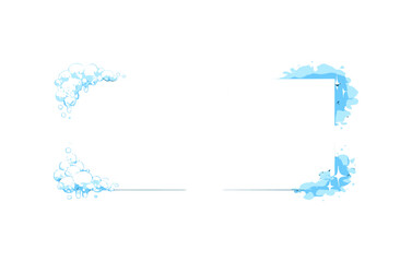Fototapeta premium Decorative blue bubble and wave border with splash elements