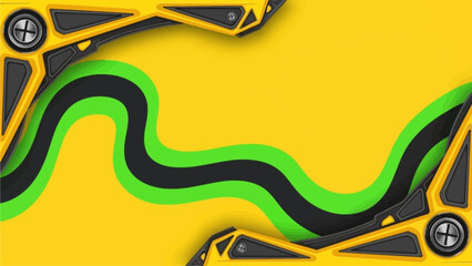 Racing Circuit Track with Yellow Background and Green Edges, Top View Illustration © Steven