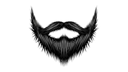 Illustration of a man's facial hair with mustache and beard, viewed from the front.