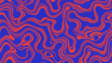Obraz premium Abstract wavy lines dance across a vibrant blue background, creating a dynamic and mesmerizing pattern from a direct viewpoint