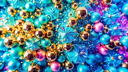 Colorful decorative ornaments in various shapes and textures  