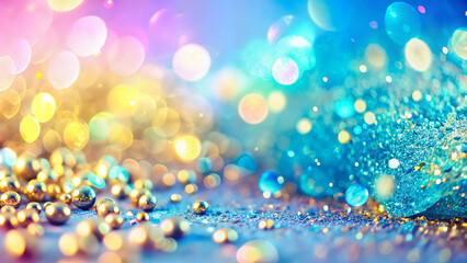 Colorful abstract glitter and bokeh background with shimmering light  
