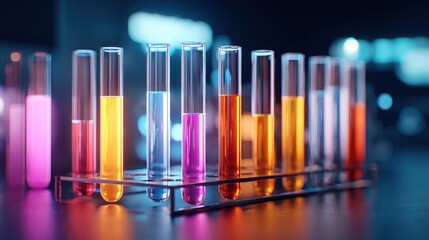 Colorful test tubes in a laboratory setting
