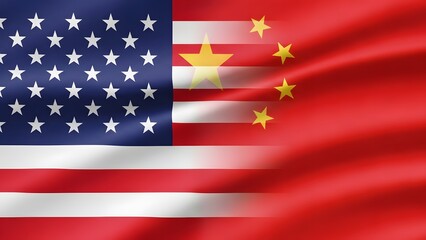 flags of the United States and China merging