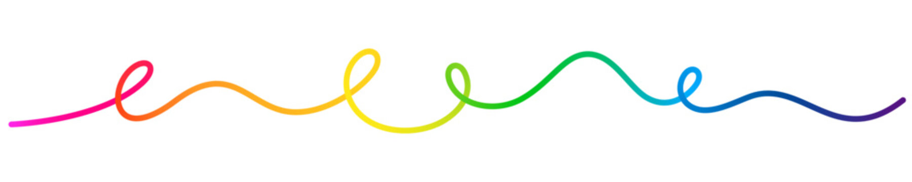 Squiggle Curve Wave Line. Vector Continuous Gradient Color Ribbon. Abstract Swirl Wavy Horizontal Line Isolated on Background.