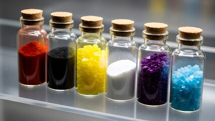 several vials of chemical reagents