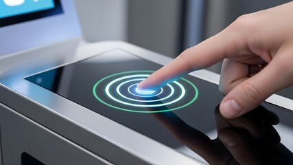 hand using a biometric fingerprint scanner
