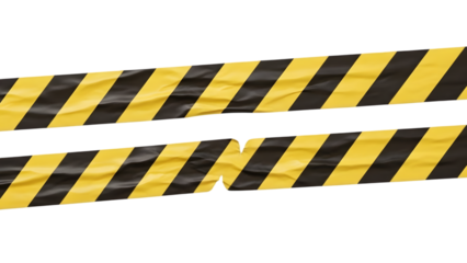 two black and yellow caution stripe, isolated on transparent background PNG