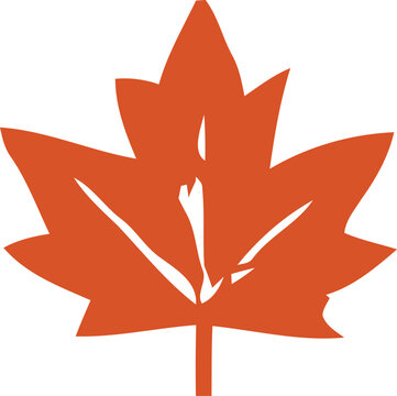 Red origami paper maple leaf silhouette in a 3d vector illustration style as a red heart shape design element for art