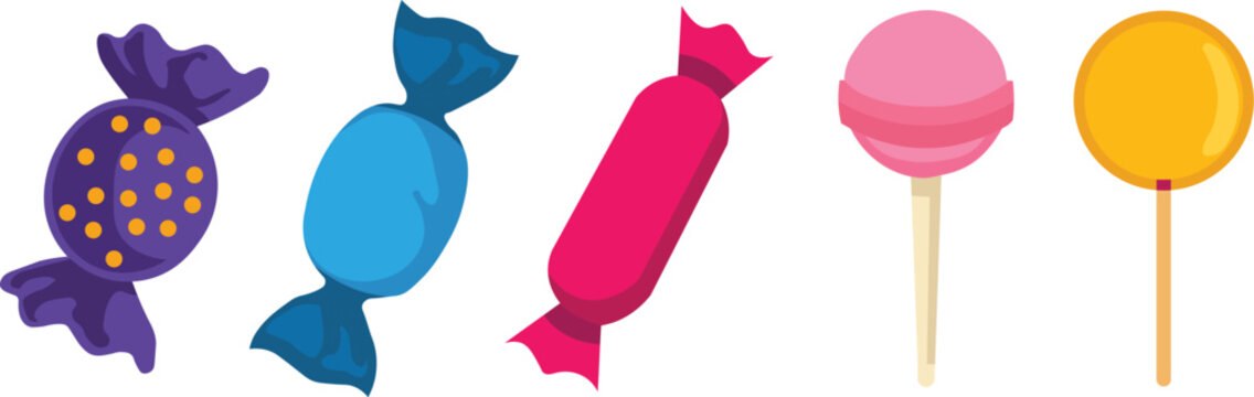 Sweet candy delight vector colorful lollipops and hard candies collection